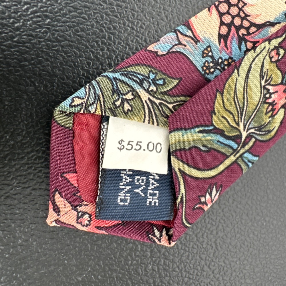 Polo Ralph Lauren Mens Silk Tie Burgundy Floral Paisley Hand Made USA 3.75 Wide - Picture 4 of 6